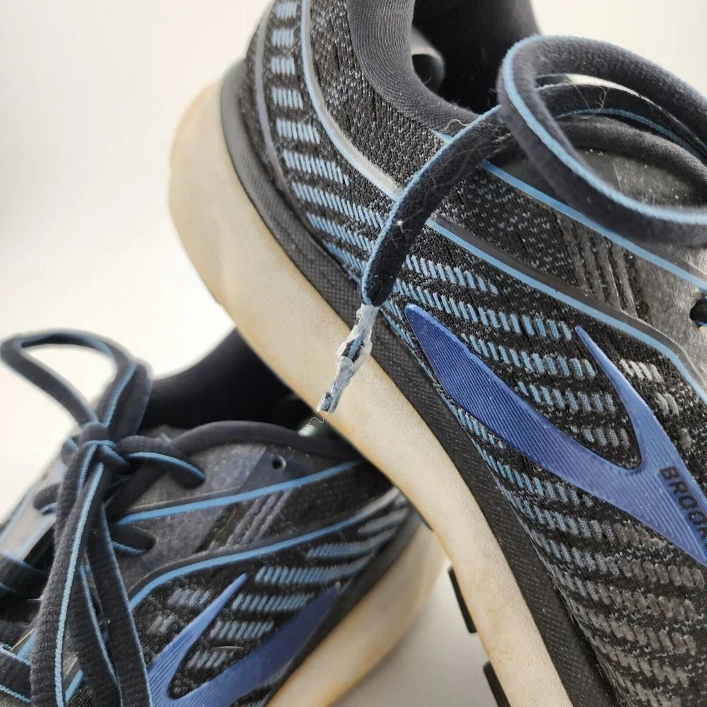 Brooks Mens Ghost 12 Sneakers‎ Black Blue Running Shoes Cushioned Casual Sz 11 D